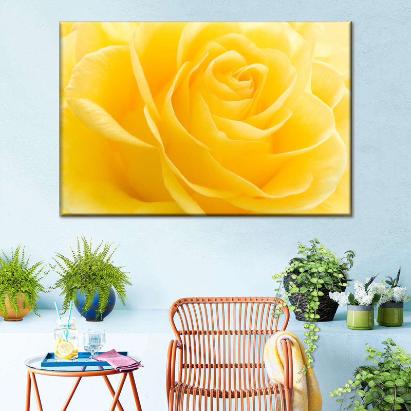Pétales de rose jaunes sur toile, H 8 po x l 12 po x P 1 po