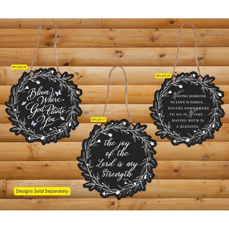 Wall Hanging Metal Floral Wreath Joy