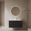 Meuble-lavabo de salle de bain avec lavabo, armoire de rangement murale moderne en contreplaqué flottant avec lavabo à 2 tiroirs en céramique avec couvercle et drain, pré-assemblé