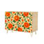 Buffet Buffet avec rangement Artisanat traditionnel d'inspiration orange, vert, fleurs, beige, sans couture avec 2 portes pour le salon et la cuisine