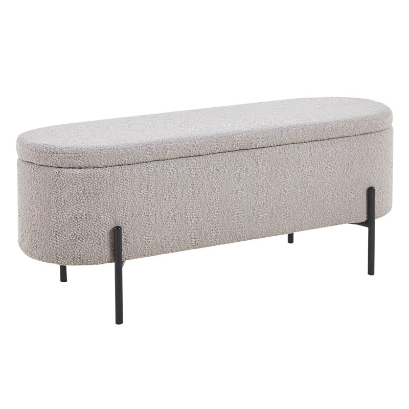 Akkash 110cm Wide Oval Solid Colour Ottoman with Storage, Taupe