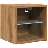 vidaXL Bedside Cabinet with LED Lights Storage Side Table Floating Nightstand