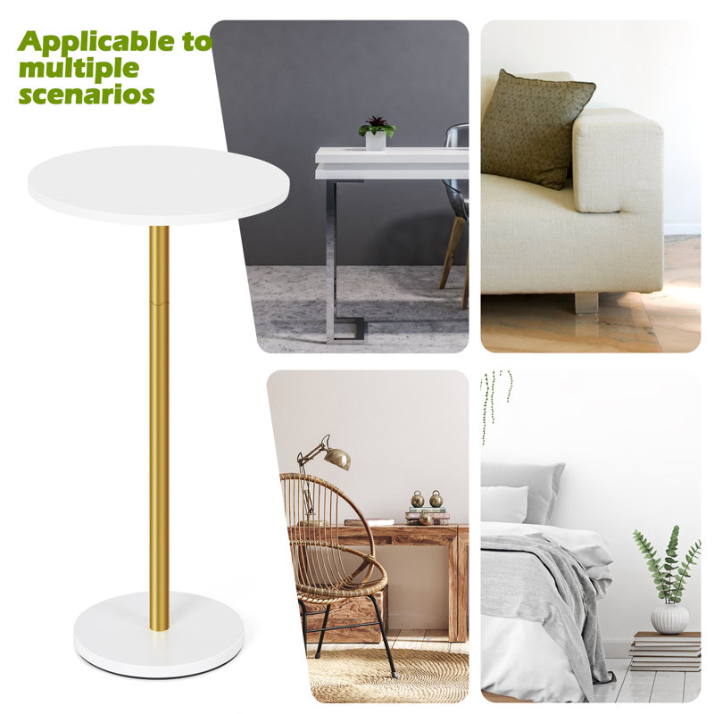 Bamboo End Table, Rustic & Practical, White/Gold