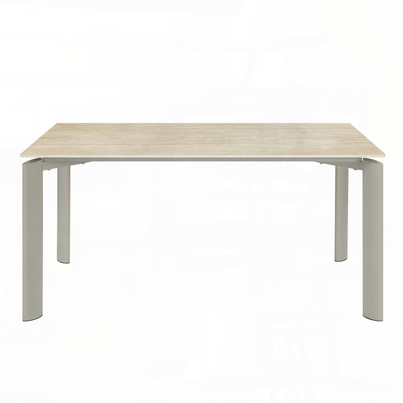 Table de salle à manger en céramique Ingram - finition gris clair et pieds en métal