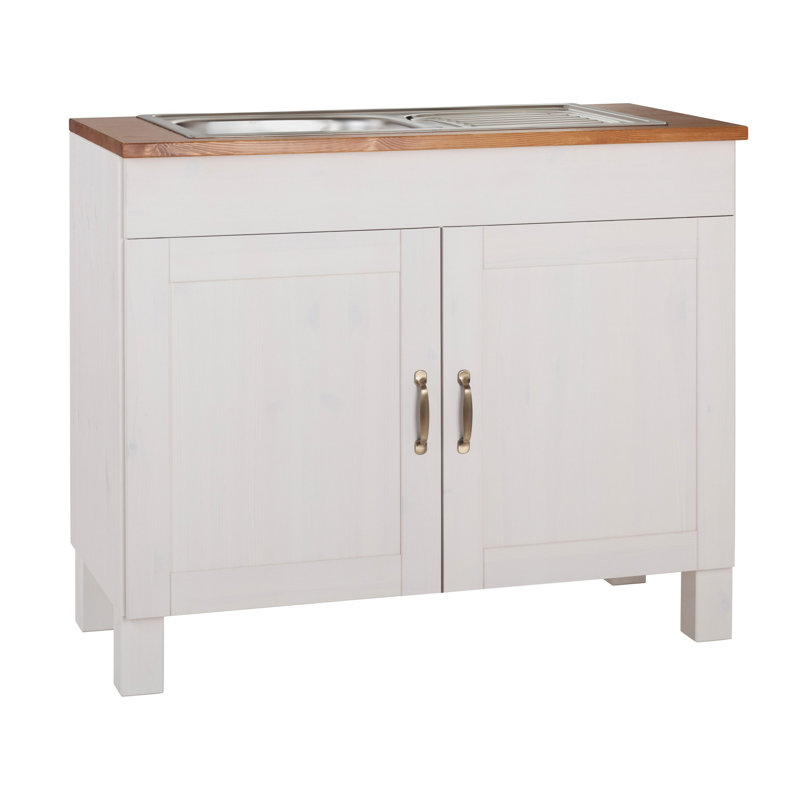 Martindale 100cm Single Bathroom Vanity Base Only, White/Honey