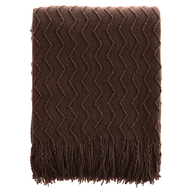 Jeté pour canapé, couvertures douces texturées, couverture tricotée décorative pour la maison, 50 po x 60 po, Brun
