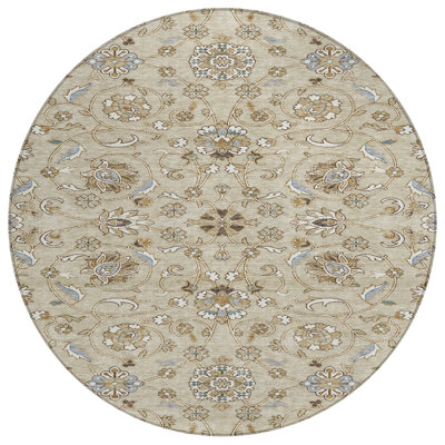 Irene Beige Washable Indoor-Outdoor Rug - 