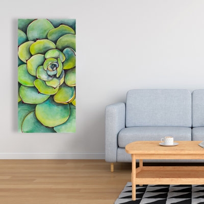 Watercolor Succulent Plant - Green Exotic Canvas Home Decor