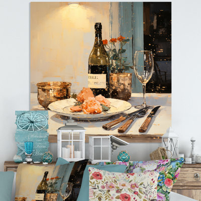Beige Wine Essence  Kitchen Cutlery II - Kitchen Metal Wall Art