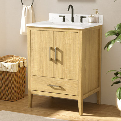 24" Single Bathroom Vanity with Quartz Countertop