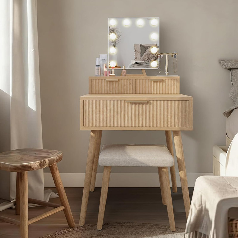 Petit meuble-lavabo avec miroir et lumières Hollywood