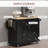 Kitchen Island on Wheels, Rolling Cart with Rubberwood Top, Spice Rack, Towel Rack and Drawers for Dining Room, Black