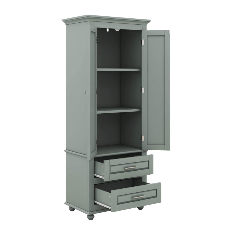 Tall Storage Cabinet With Two Drawers, Freestanding Multifunctional Bathroom Cabinet With Adjustable Shelf For Bathroom/Office