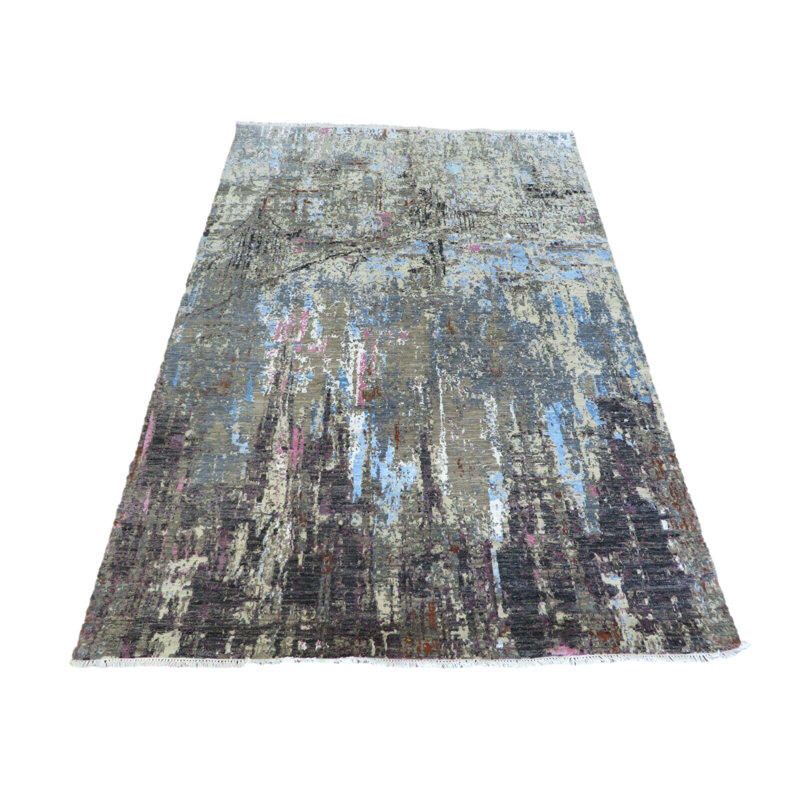 Tapis oriental moderne noué à la main 6 x 8 pi 10 po avec soie 3B8338D959474AA4B6AD068856A12567