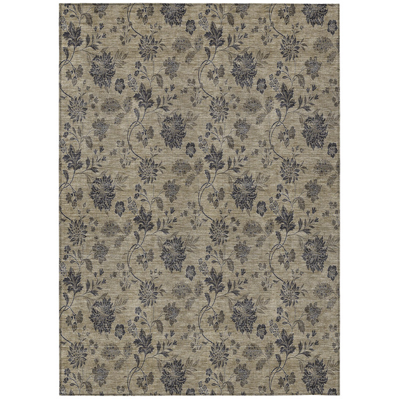 Washable Floral Indoor / Outdoor Rug, Rectangle 2'6" x 3'10"