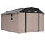 Remise de rangement extérieure en acier galvanisé brun de 1012 pi avec cadre de plancher pour une utilisation intensive, avec construction résistante aux intempéries, grande ouverture de porte, fenêtres transparentes, loquet et évents pour une chaleur efficace