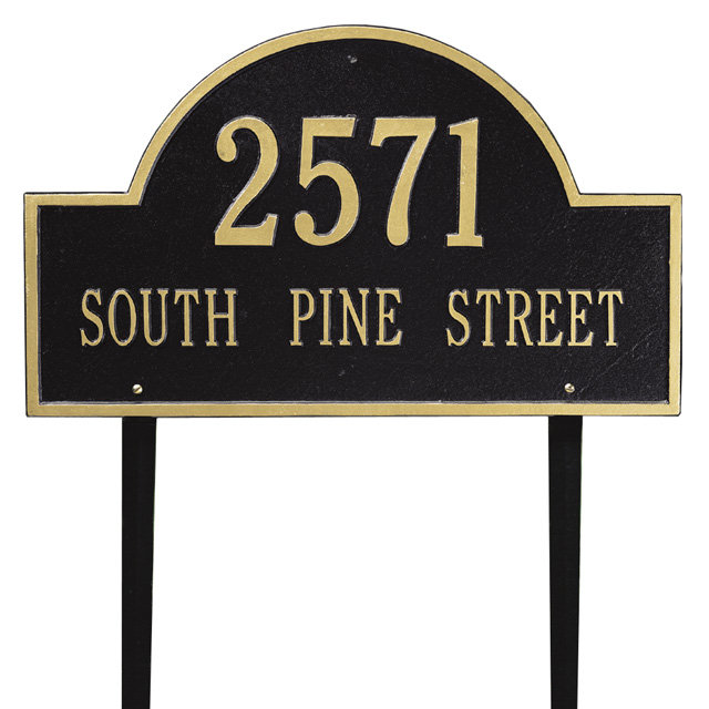 Plaque d'adresse sur 2 lignes pour pelouse, Oui, Noir et or