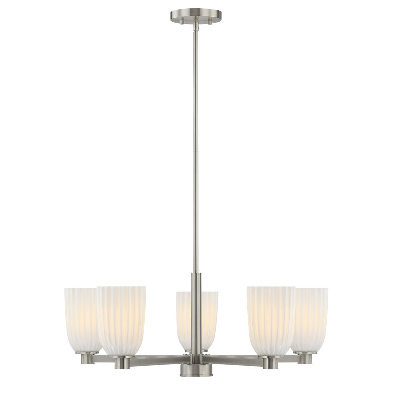 Lustre 5 lumières Aldegonde en nickel satiné, Satin Nickel