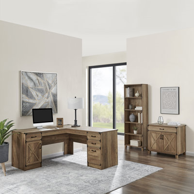 Nguyen 3 Piece Executive Desk Office Set with Bookcase