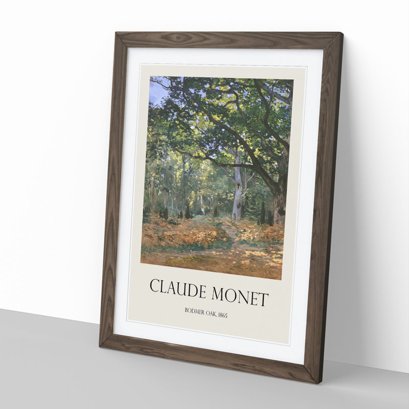 The Bodmer Oak Tree by Claude Monet - Picture Frame Painting, 36cm H x 27cm W x 2cm D, Walnut Framed