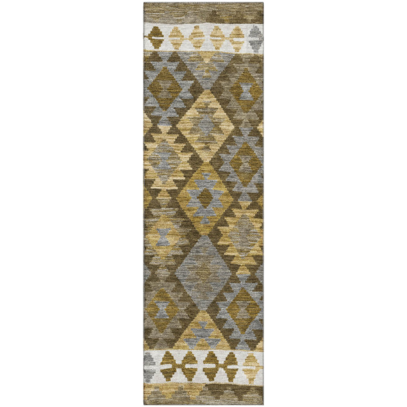 Premium Machine Washable Mayfield AMF1915 Tribal Rug, Runner 2'3" x 7'6"