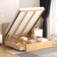 Lit plateforme avec rangement inférieur et 2 tiroirs profonds - Structure de chambre à coucher en bois naturel, essentiel-833420660