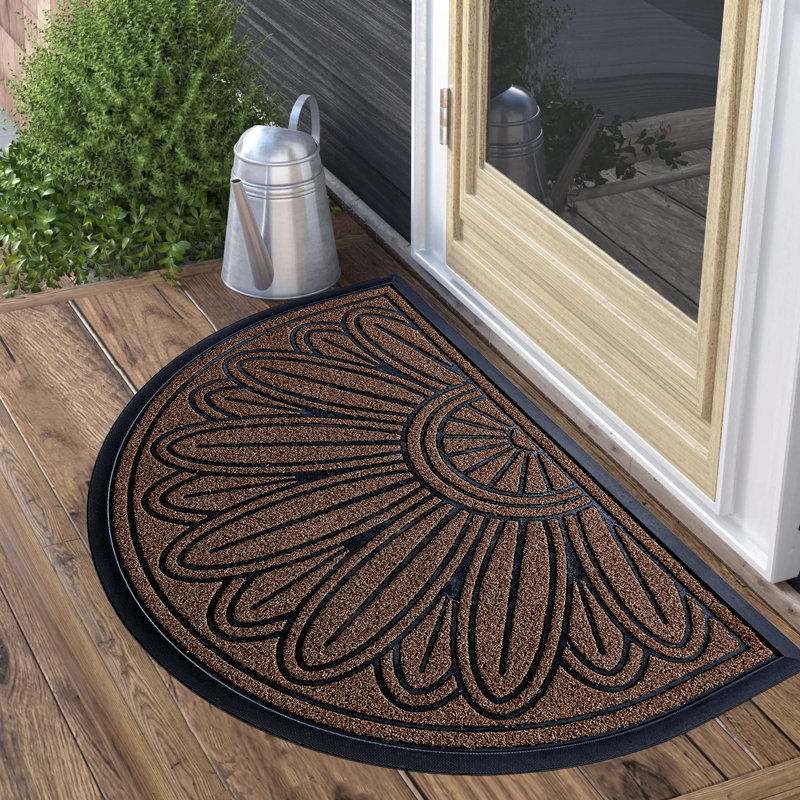Personalizable Non-Slip Floral Outdoor Doormat, 43.2cm W x 76.2cm L, Coffee