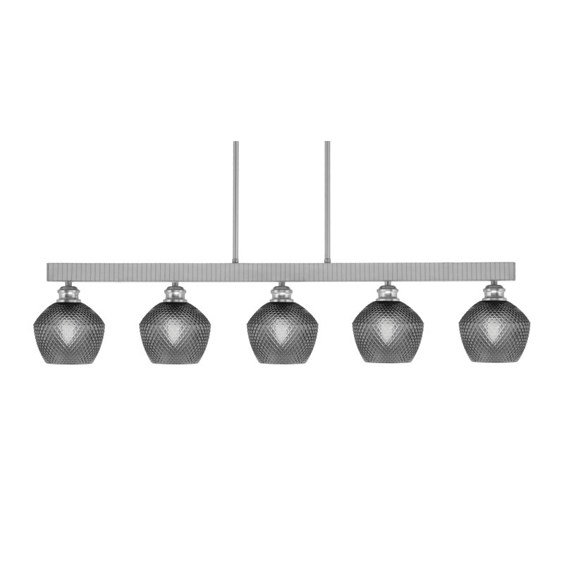 Edge 5 Light Bar With 6" Glass, Brushed Nickel, Smoke