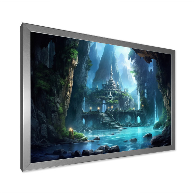 " Hidden Castle ", 12" H x 20" W x 1" D, Silver Single Picture Framed