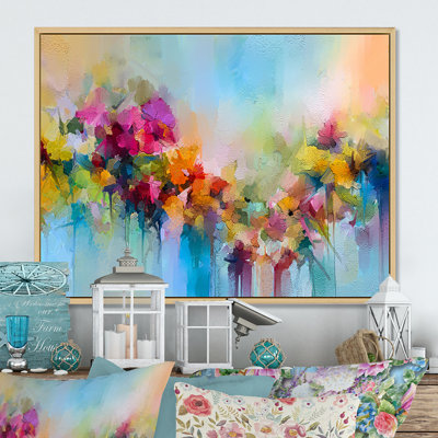 «Abstract Paintbrush Spring Flower Bouquet II», reproduction sur toile flottante