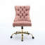 Chaise de bureau Furniture, fauteuil de bureau moderne capitonné en velours capitonné avec base en métal doré, chaise de bureau pivotante réglable (rose)-1438959869