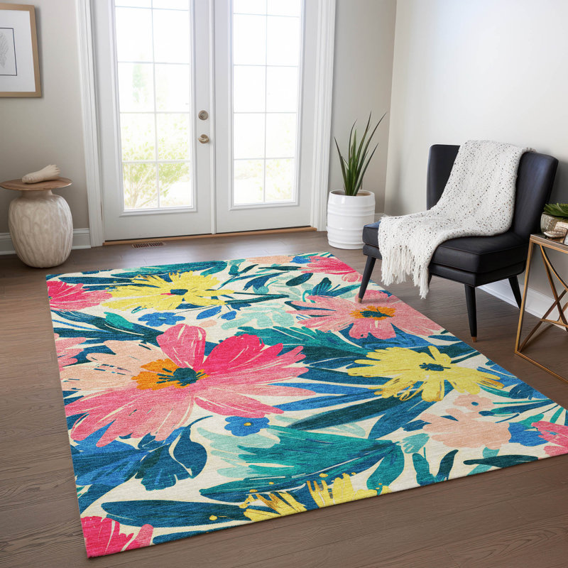 Tapis intérieur / extérieur rose Knottia , 5' x 7'6"