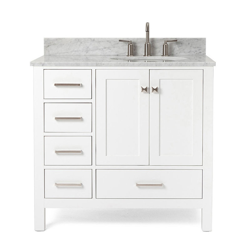 Ensemble de meuble-lavabo simple 37 po Flynt, Nickel brossé, Blanc