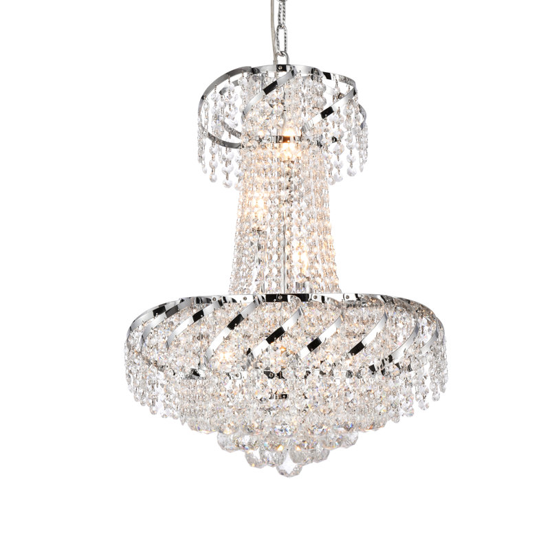 Antione 6 - Light Glass Empire Chandelier, Chrome, Royal Cut