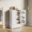 Garde-manger avec portes d'armoire de style réfrigérateur, 1 grand tiroir et poignées encastrées pour la cuisine ou le salon