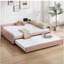 Lit de jour rembourré avec lit gigogne, structure de lit en bois robuste, conception de grille de diamant moderne, pour chambre à coucher, chambre d'amis (rose)-262713527