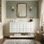 Meuble-lavabo mural de 122 cm avec lavabo en SMC et tablette ouverte, armoire de rangement sans poignées en MDF peint (blanc)