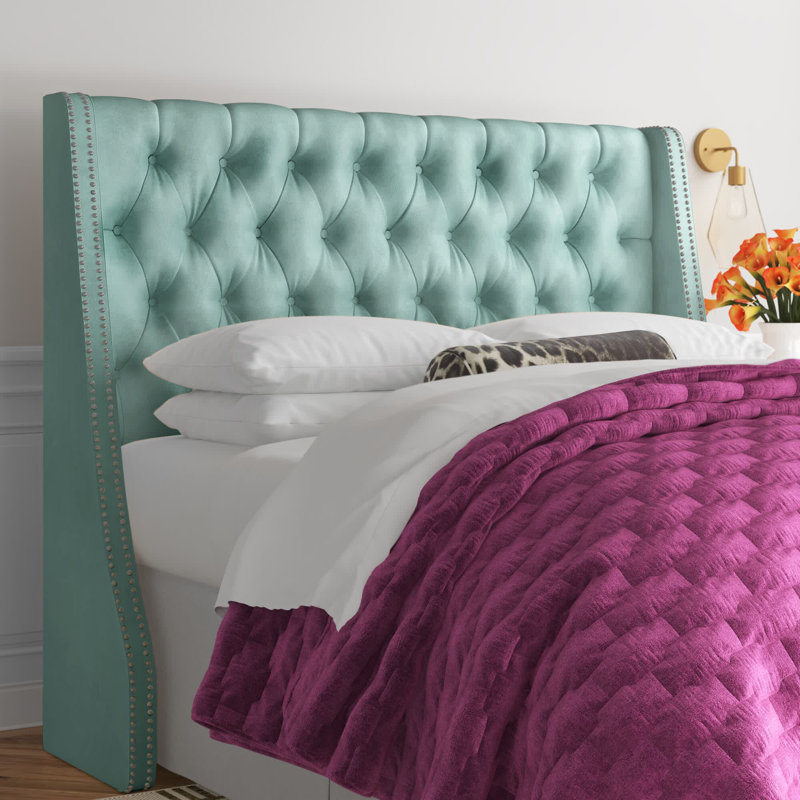 Crosston Upholstered Headboard, Queen, Blush Velvet, Velvet