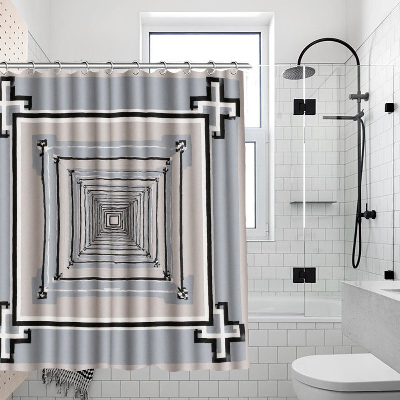 Rideaux de douche géométriques 71 x 71, Motifs géométriques gris