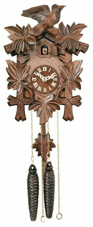  Horloge coucou en bois 9 "avec pendule et dispositif d'arrêt nocturne
