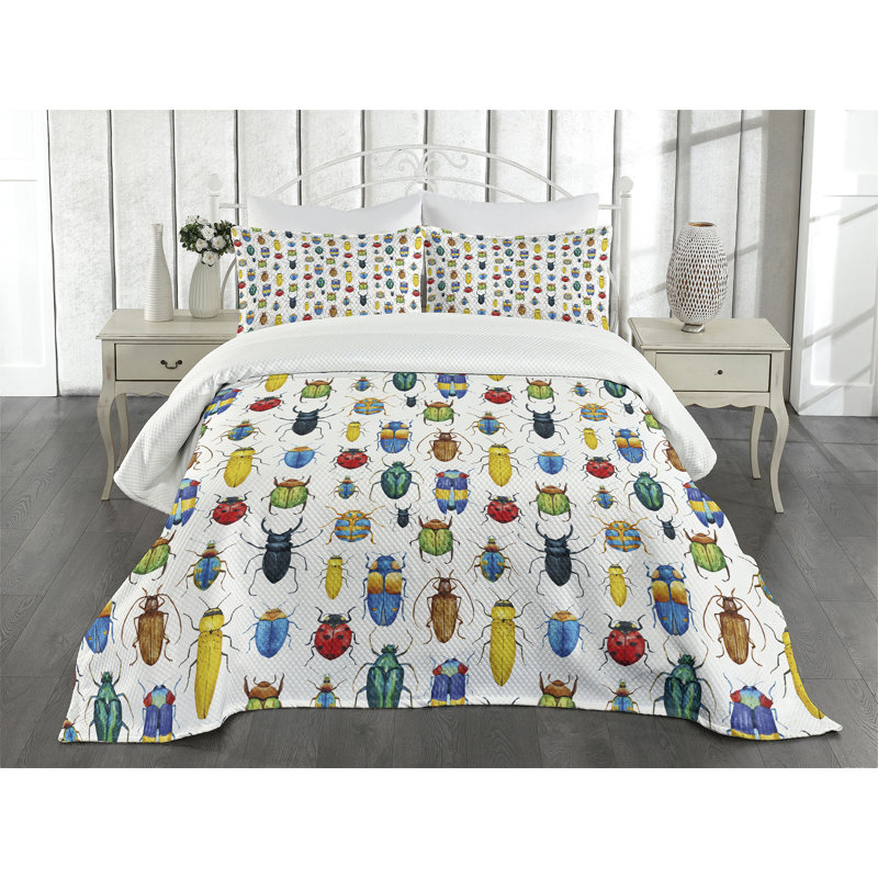 Ambensonne Watercolor Bedspread Multicolor, King Coverlet/Bedspread + 2 Pillow Shams