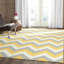 Tapis à chevrons en laine / coton tissé à la main Rodgers en ivoire / or / gris-797160463