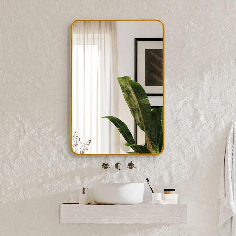 Miroir mural pour salle de bain, Doré, 30 po x 22 po