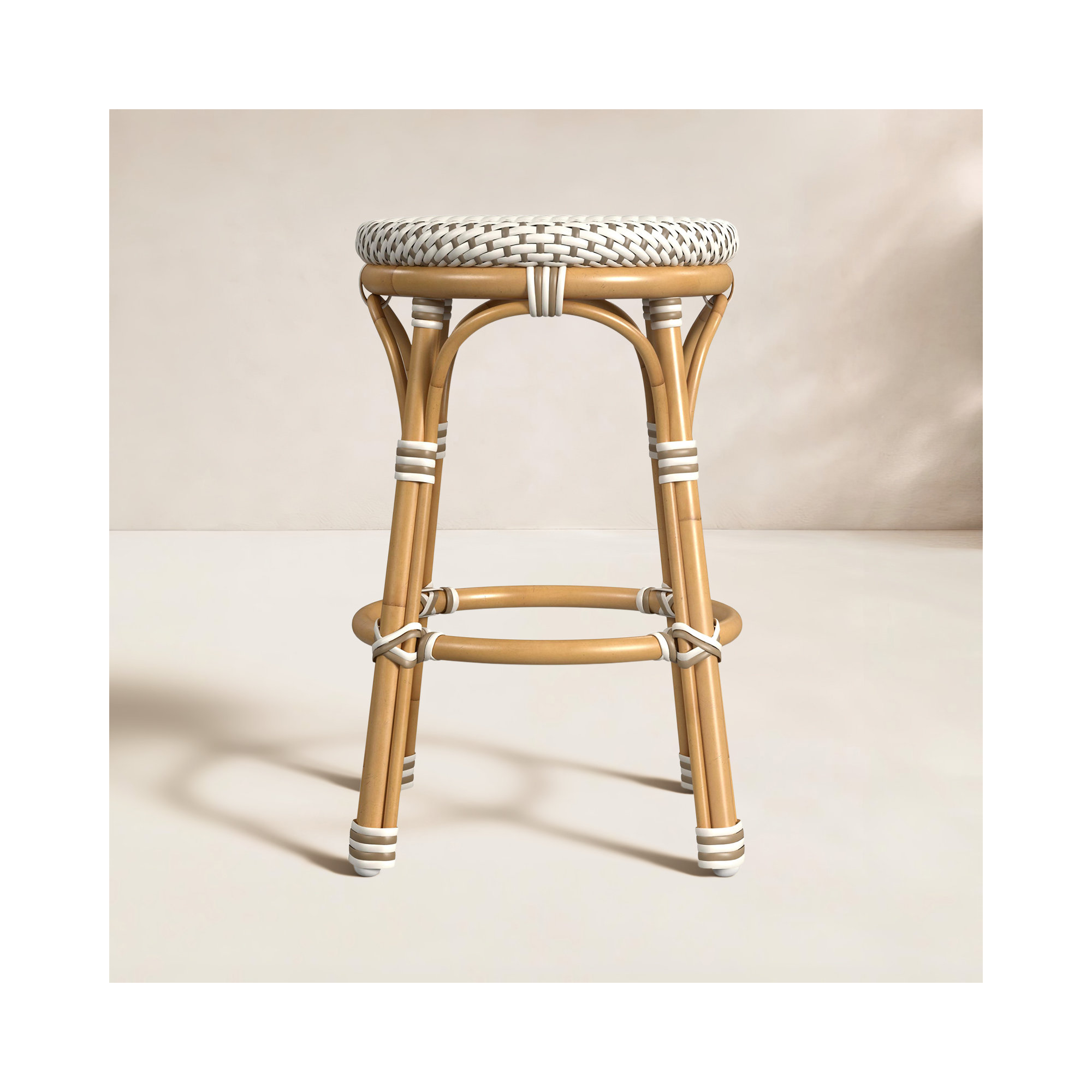 Ellie Patio Counter Stool, Beige/White
