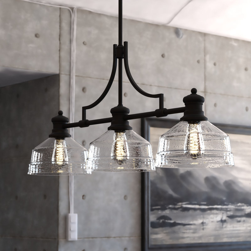 Calman 3 - Light Steel Dimmable Kitchen Island Linear Chandelier