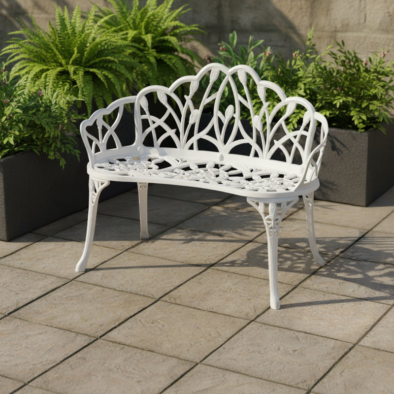Causeuse d'extérieur élégante en aluminium pour patio moderne, Blanc