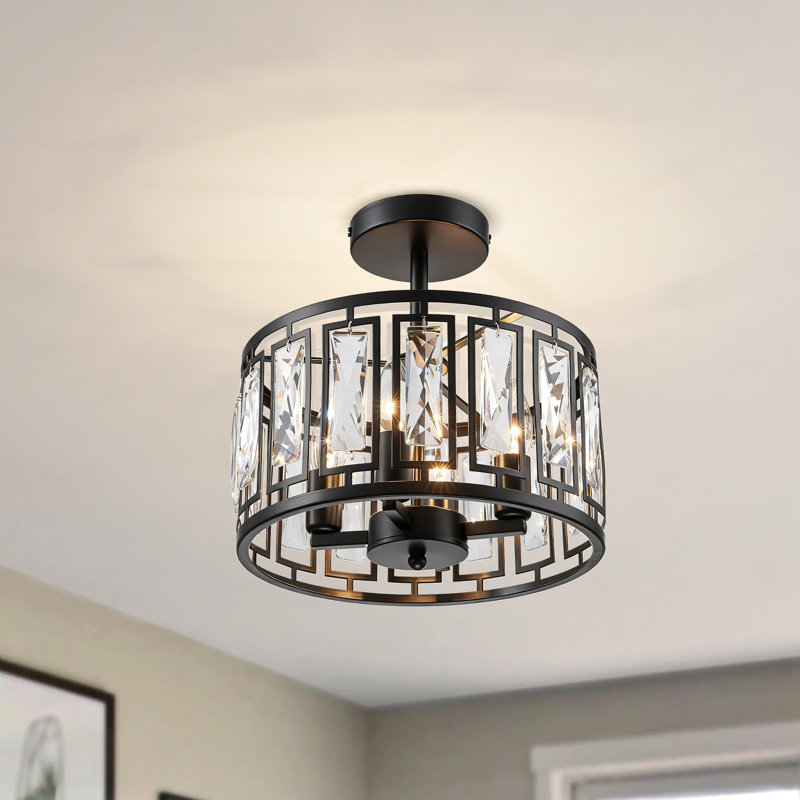4-light Crystal Semi Flush Mount