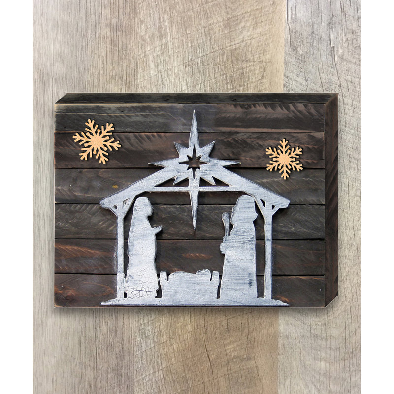 Silhouette décorative de la crèche de la Sainte Nuit, H 9 po x l 12 po x 1,5 po