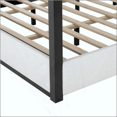 Lit plateforme à baldaquin avec tête de lit et structure en métal Upholstery