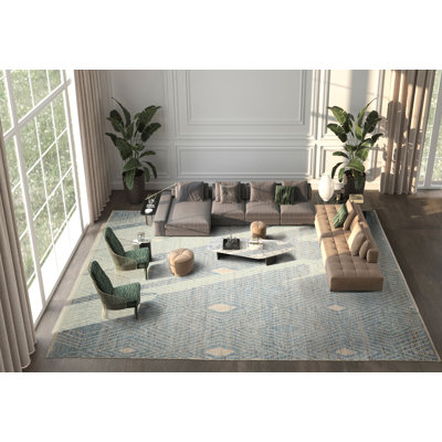Tapis afghan marocain tribal moderne en laine noué à la main 12 pi 6 po x 17 pi 11 po